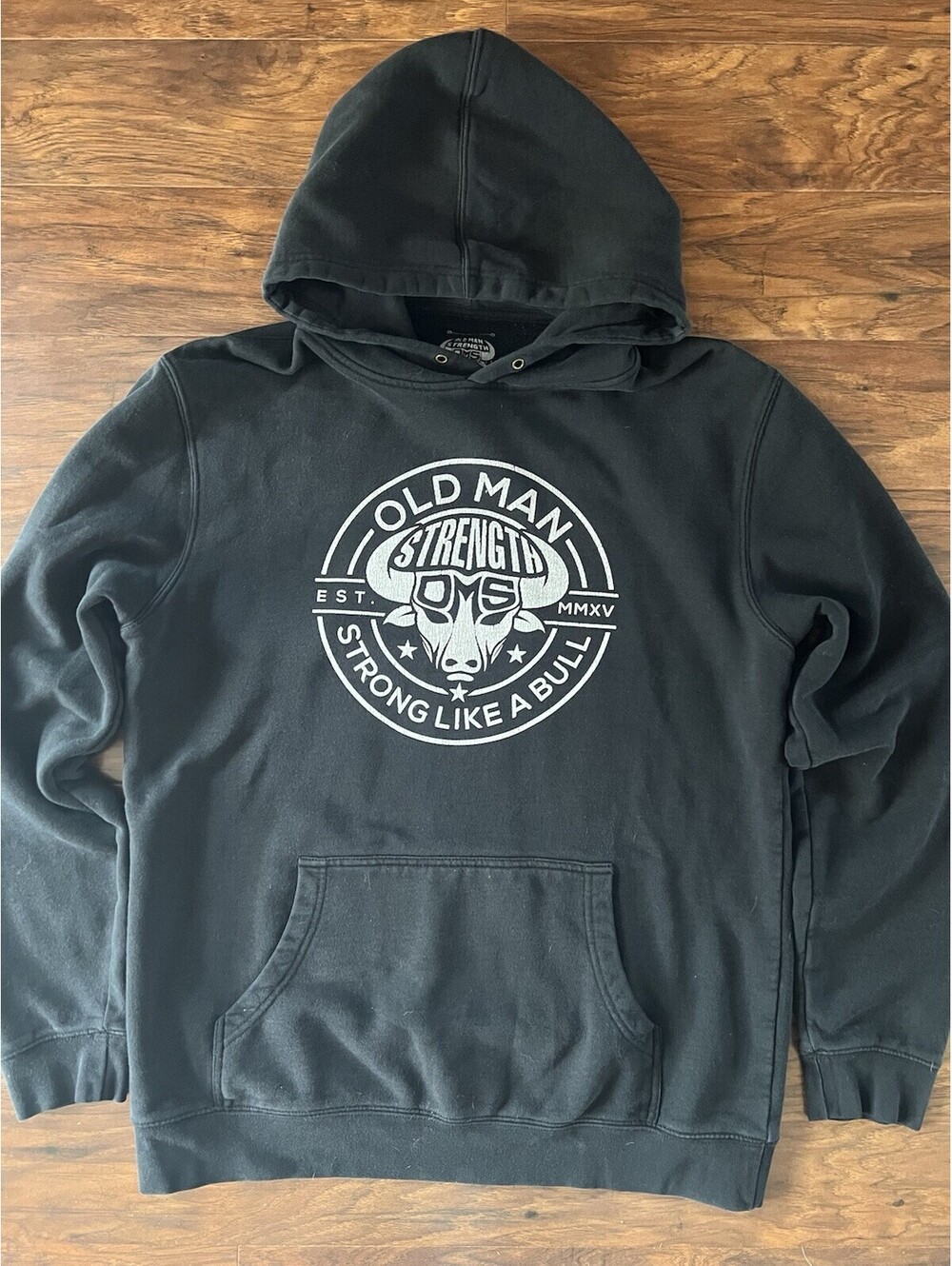 Old Man Strength Sweatshirt Gym Weightlifting Size Large Hoodie Bodybuilding